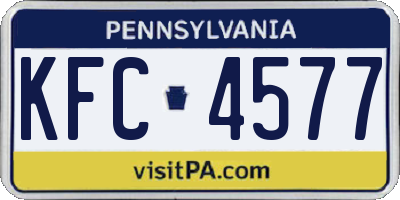 PA license plate KFC4577