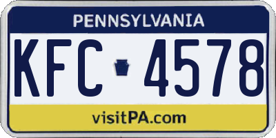 PA license plate KFC4578