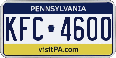 PA license plate KFC4600