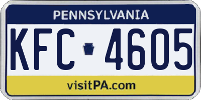 PA license plate KFC4605
