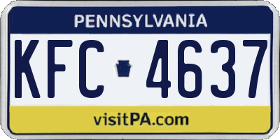 PA license plate KFC4637