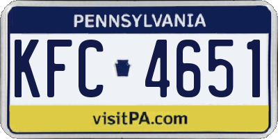 PA license plate KFC4651