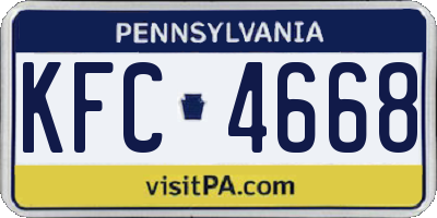 PA license plate KFC4668