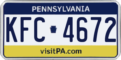 PA license plate KFC4672