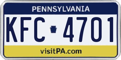 PA license plate KFC4701
