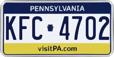 PA license plate KFC4702