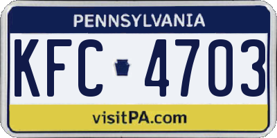 PA license plate KFC4703