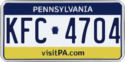 PA license plate KFC4704