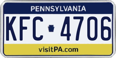 PA license plate KFC4706