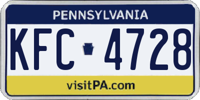 PA license plate KFC4728