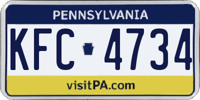 PA license plate KFC4734