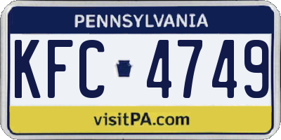 PA license plate KFC4749
