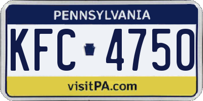 PA license plate KFC4750