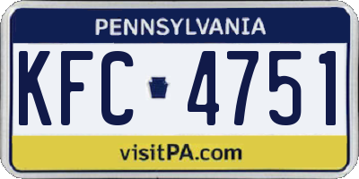 PA license plate KFC4751