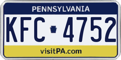 PA license plate KFC4752