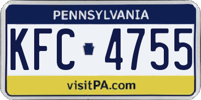 PA license plate KFC4755