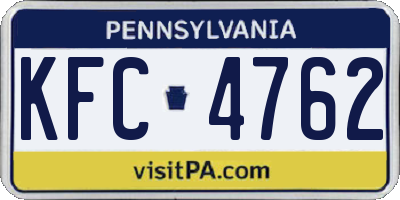 PA license plate KFC4762