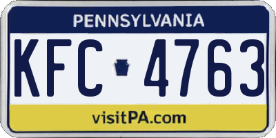 PA license plate KFC4763