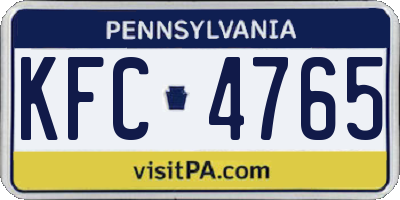 PA license plate KFC4765