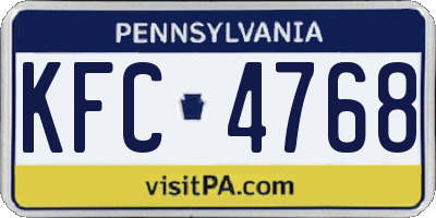PA license plate KFC4768
