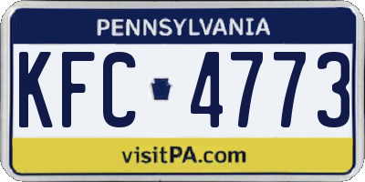 PA license plate KFC4773