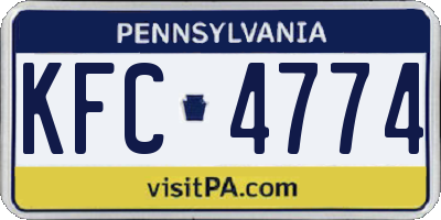 PA license plate KFC4774