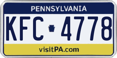 PA license plate KFC4778