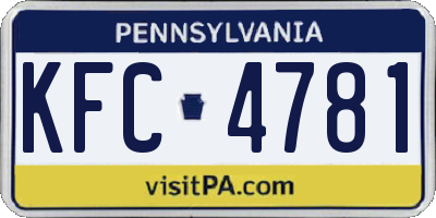 PA license plate KFC4781