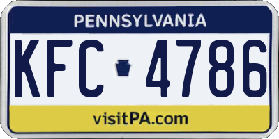PA license plate KFC4786