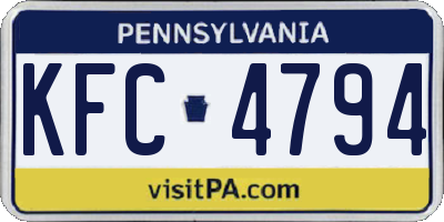 PA license plate KFC4794