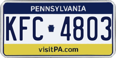 PA license plate KFC4803