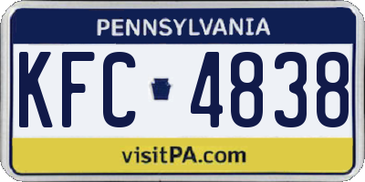 PA license plate KFC4838