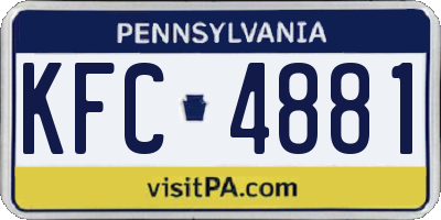 PA license plate KFC4881