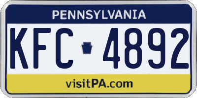PA license plate KFC4892