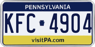 PA license plate KFC4904