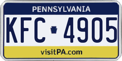 PA license plate KFC4905