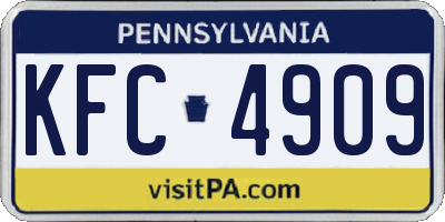 PA license plate KFC4909