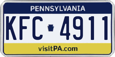 PA license plate KFC4911