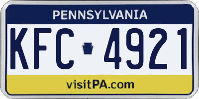 PA license plate KFC4921