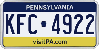 PA license plate KFC4922