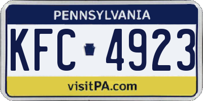 PA license plate KFC4923