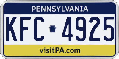 PA license plate KFC4925
