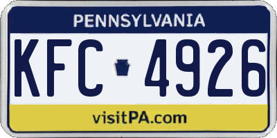 PA license plate KFC4926