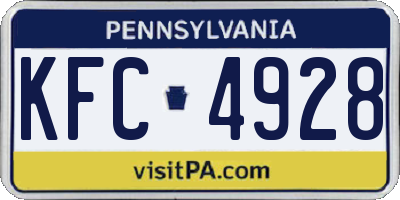 PA license plate KFC4928