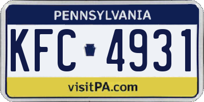 PA license plate KFC4931