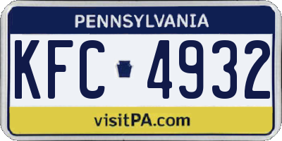 PA license plate KFC4932