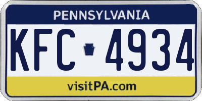 PA license plate KFC4934