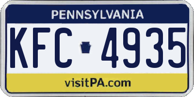 PA license plate KFC4935