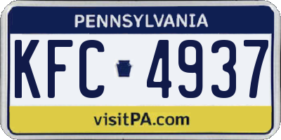 PA license plate KFC4937