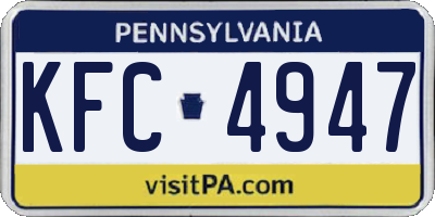 PA license plate KFC4947